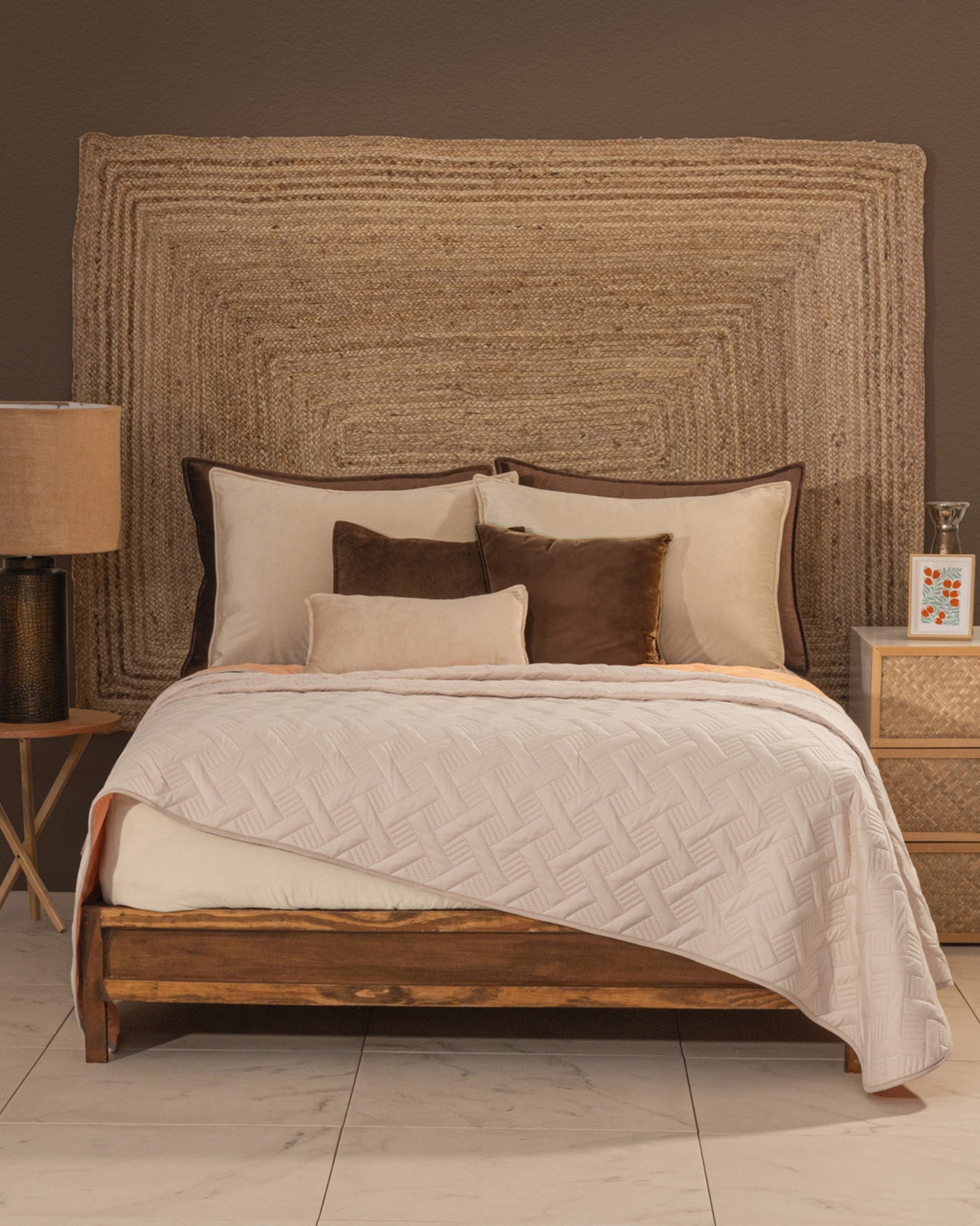 Bondad Ultra-Light Reversible Quilted Coverlet – Peach/Gray (Full/Queen & King)