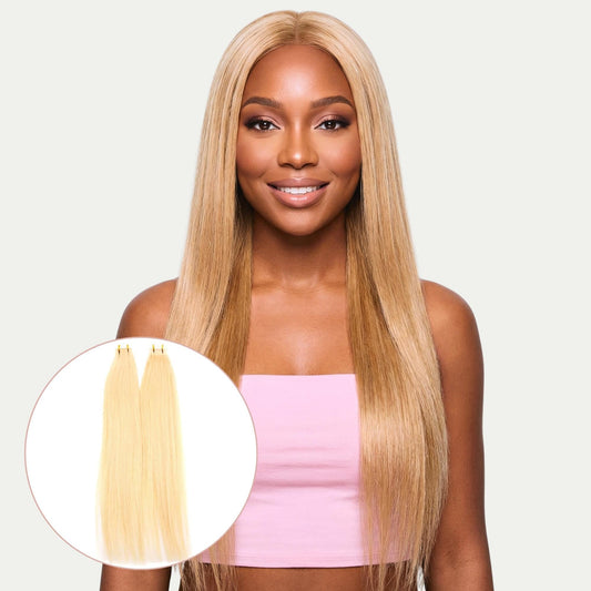 Raw Blonde Straight Tape-In Extensions – #613 100% Human Hair (40 Pieces)