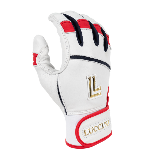 Americana Series Batting Gloves – White/Red/Navy Cabretta Leather (Baseball & Softball)