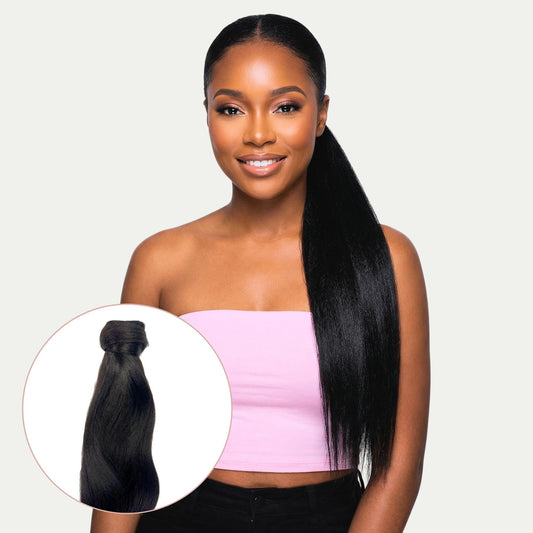 Yaki Straight Wrap-Around Ponytail Extension – 100% Human Hair