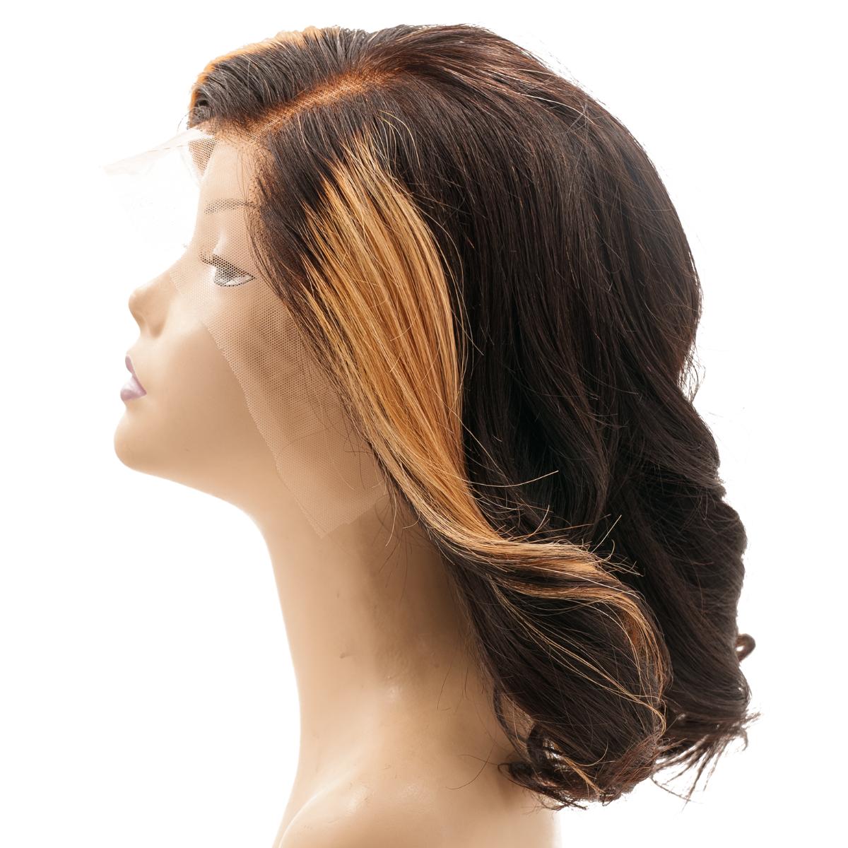 Honeycomb 13x4 Lace Front Bob Wig – 100% Human Hair with Blonde Highlights