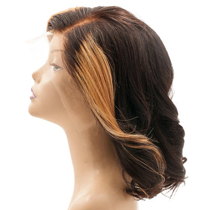 Honeycomb 13x4 Lace Front Bob Wig – 100% Human Hair with Blonde Highlights