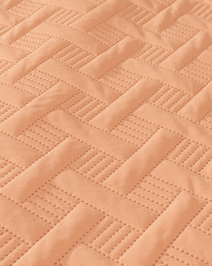 Bondad Ultra-Light Reversible Quilted Coverlet – Peach/Gray (Full/Queen & King)