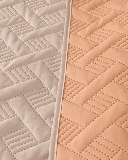 Bondad Ultra-Light Reversible Quilted Coverlet – Peach/Gray (Full/Queen & King)